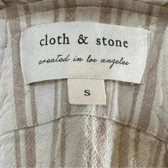 Cloth and stone for Anthropologie Tan and Cream Cropped Overalls in Size Small - Picture 6 of 8